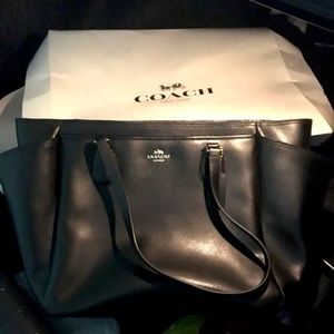 Brand new beautiful big black leather coach purse